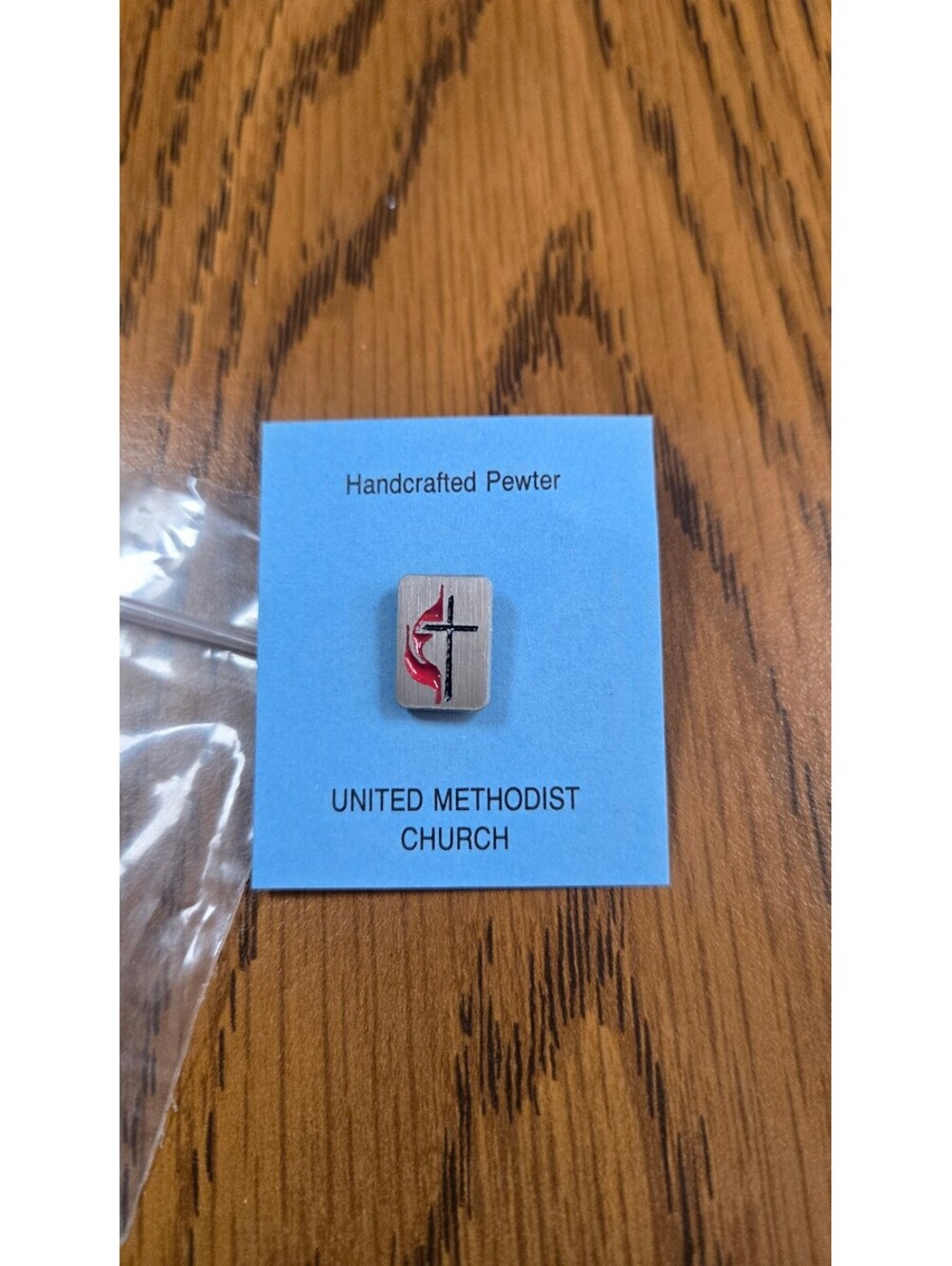 Handcrafted Pewter United Methodist Church Pin